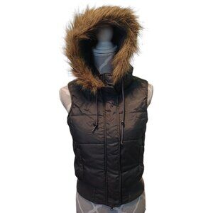 BONGO S Quilted Vest with Faux Fur Detachable Hood (4924)